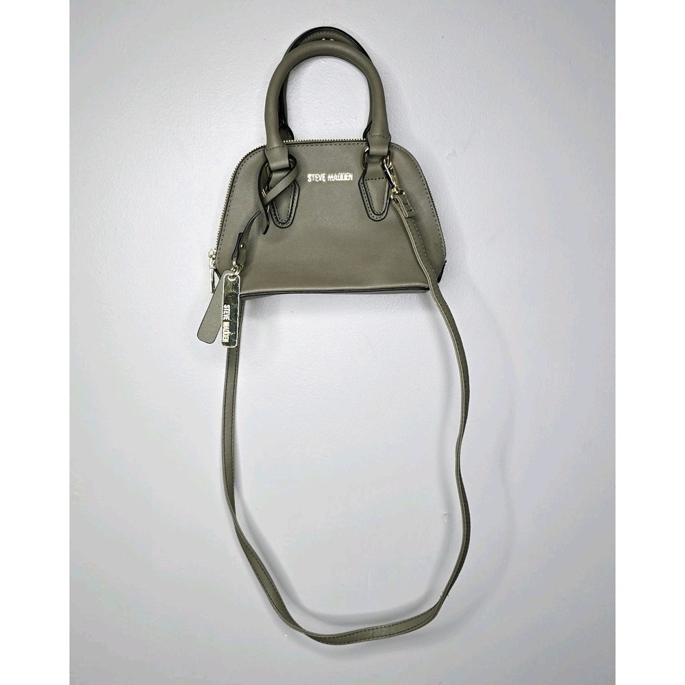 Steve Madden Womens Bfaith Green Double Handle Zipper Mini Satchel Bag